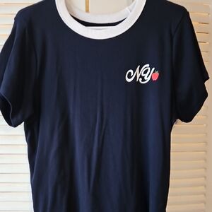 Old Navy Navy Blue Tee with White Collar